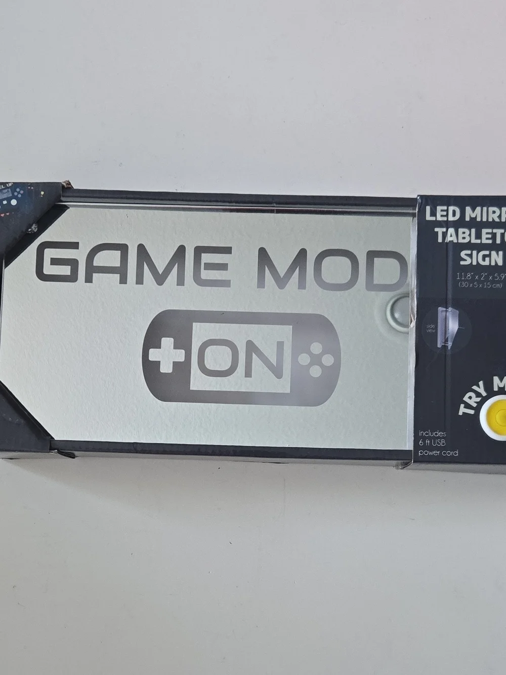 Game Mode LED Mirror Sign - Silver